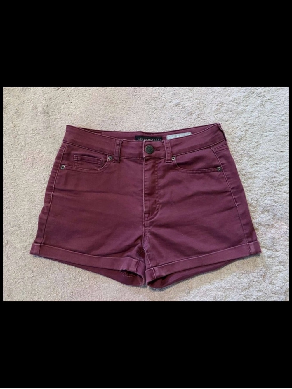 Aeropostale High Waist Shorts in Burgundy